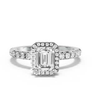 Image for Emerald Pave Halo Ring with French Pave band