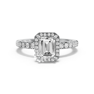 Image for Emerald Pave Halo Ring with French Pave band