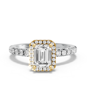 Image for Emerald Pave Halo Ring with French Pave band