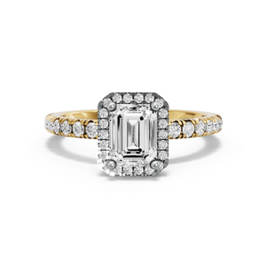 Image for Emerald Pave Halo Ring with French Pave band