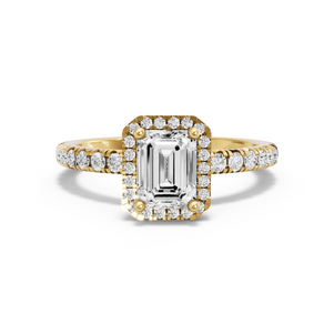 Image for Emerald Pave Halo Ring with French Pave band