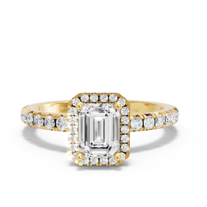 Image for Emerald Pave Halo Ring with French Pave band