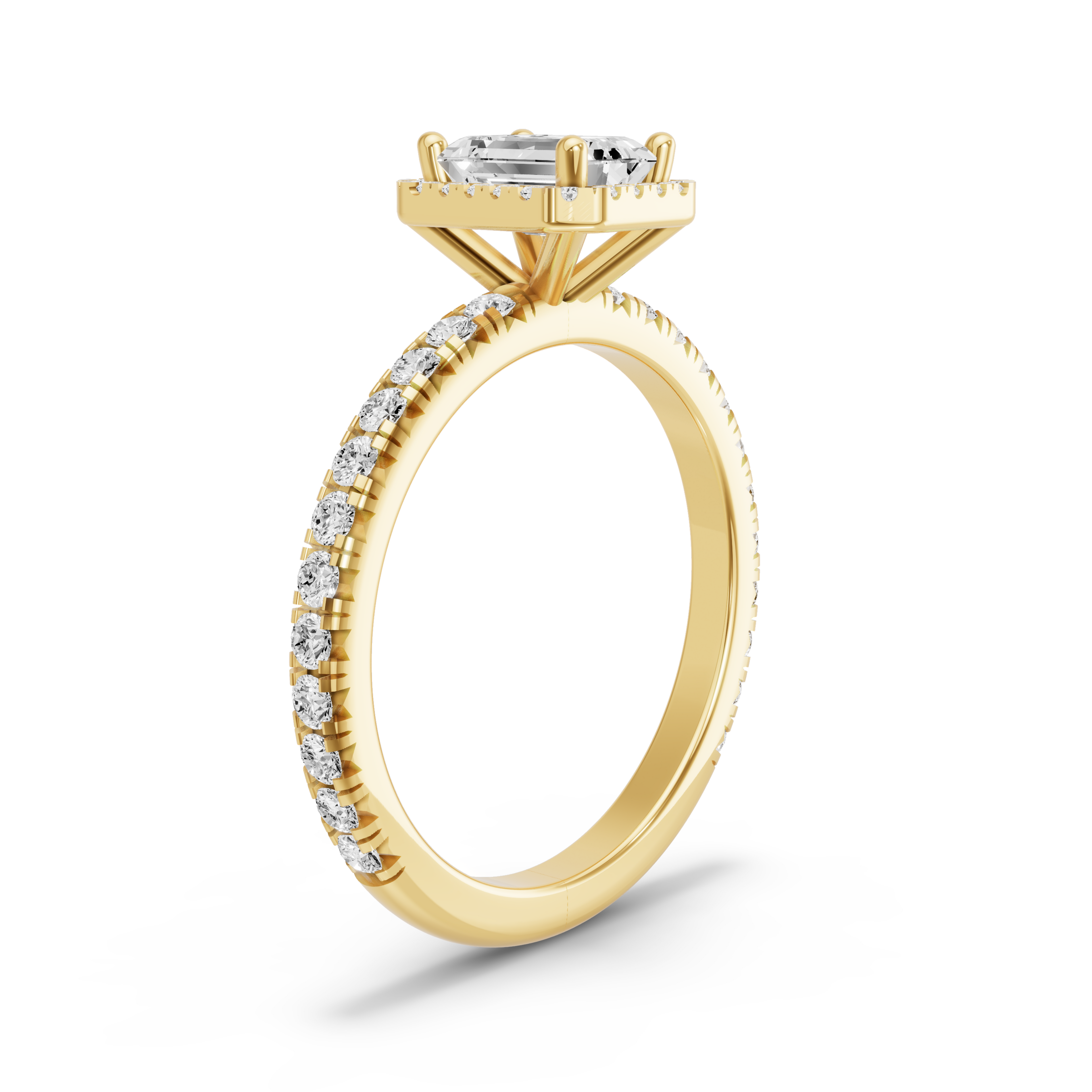 Image for Emerald Pave Halo Ring with French Pave band in 14K Yellow Gold