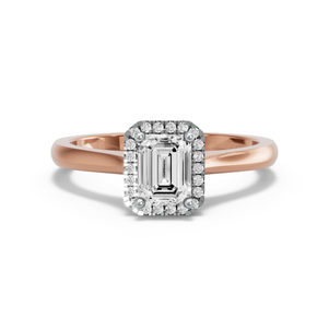 Image for Emerald Pave Halo Ring with Knife Edge Cathedral band