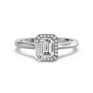 Image for Emerald Pave Halo Ring with Knife Edge Cathedral band