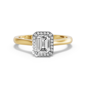 Image for Emerald Pave Halo Ring with Knife Edge Cathedral band
