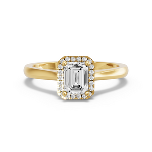 Image for Emerald Pave Halo Ring with Knife Edge Cathedral band