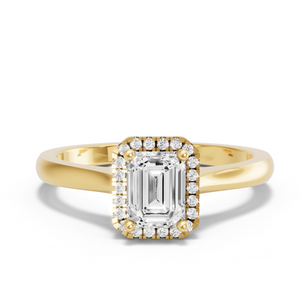 Image for Emerald Pave Halo Ring with Knife Edge Cathedral band
