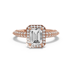 Image for Emerald Pave Halo Ring with Knife Edge Pave band