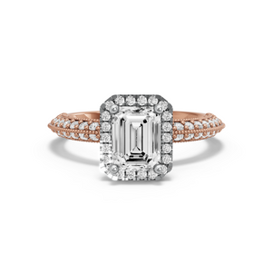 Image for Emerald Pave Halo Ring with Knife Edge Pave band