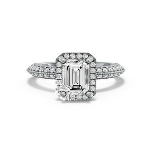 Image for Emerald Pave Halo Ring with Knife Edge Pave band