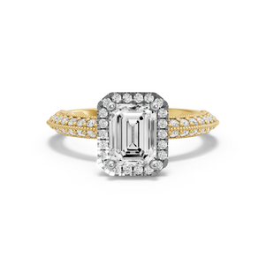 Image for Emerald Pave Halo Ring with Knife Edge Pave band
