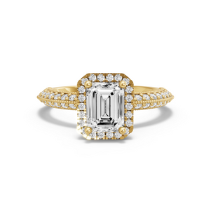 Image for Emerald Pave Halo Ring with Knife Edge Pave band