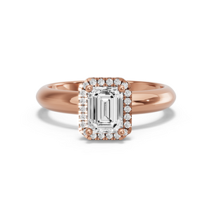 Image for Emerald Pave Halo Ring with Knife Edge Solitaire band