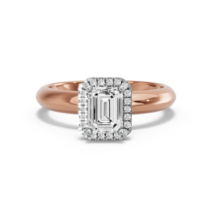 Image for Emerald Pave Halo Ring with Knife Edge Solitaire band