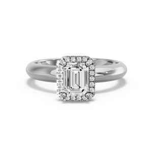 Image for Emerald Pave Halo Ring with Knife Edge Solitaire band