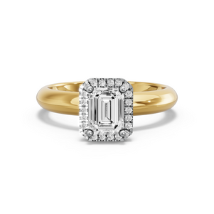 Image for Emerald Pave Halo Ring with Knife Edge Solitaire band