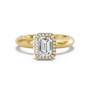Image for Emerald Pave Halo Ring with Knife Edge Solitaire band