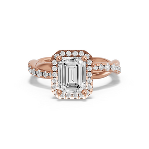Image for Emerald Pave Halo Ring with Rope Pave band