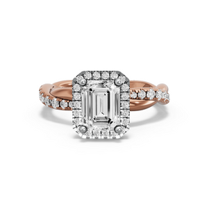 Image for Emerald Pave Halo Ring with Rope Pave band