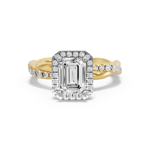 Image for Emerald Pave Halo Ring with Rope Pave band