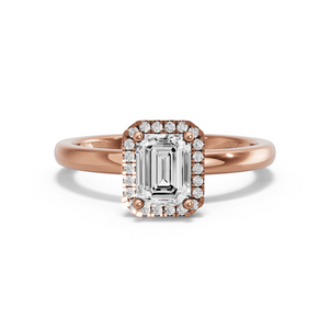 Image for Emerald Pave Halo Ring with Solitaire band