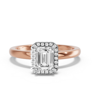 Image for Emerald Pave Halo Ring with Solitaire band