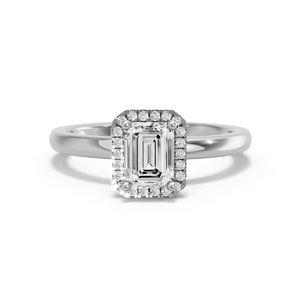 Image for Emerald Pave Halo Ring with Solitaire band