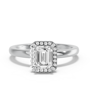 Image for Emerald Pave Halo Ring with Solitaire band