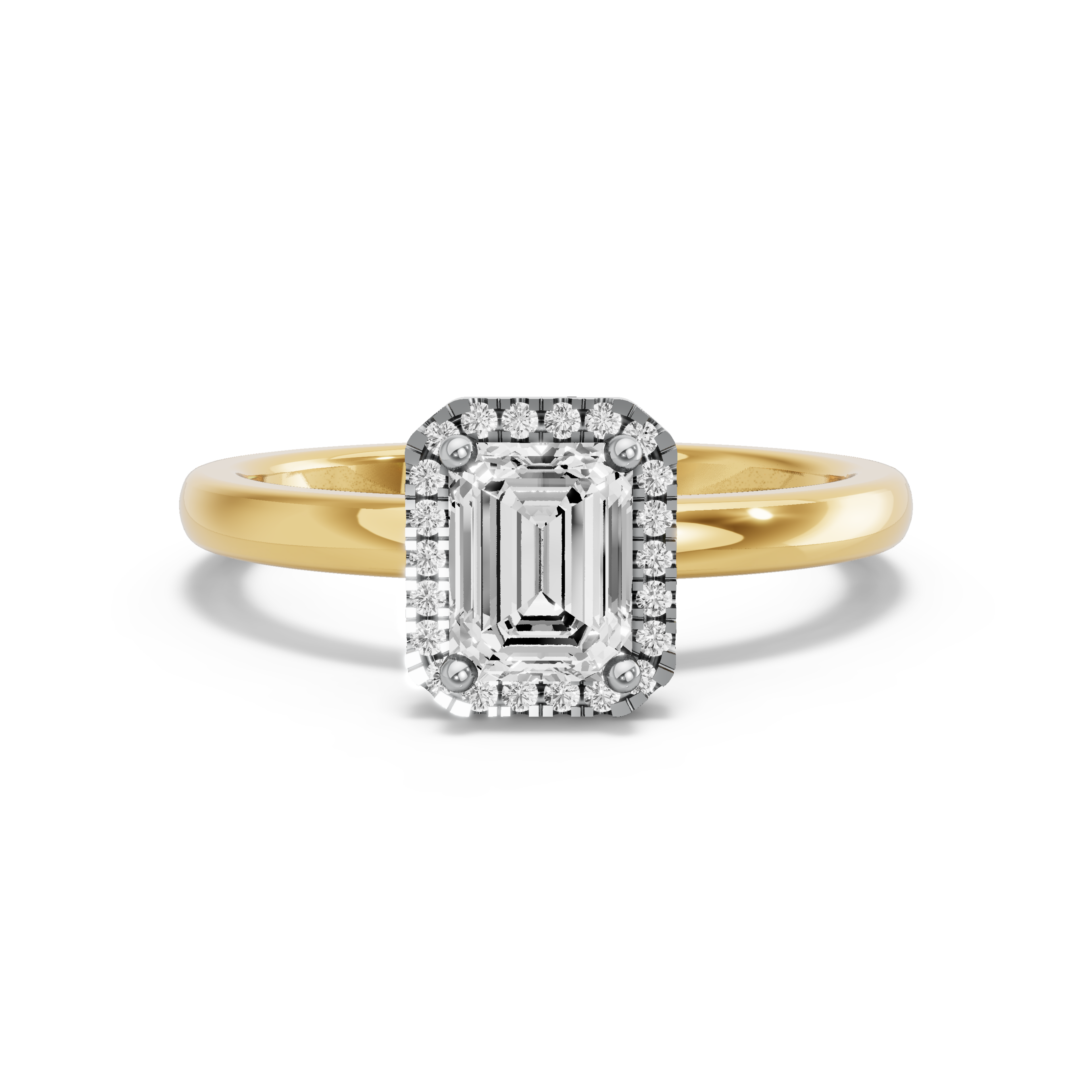 Image for Emerald Pave Halo Ring with Solitaire band in 10K Two Tone Yellow Gold