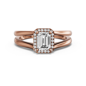 Image for Emerald Pave Halo Ring with Split Ring Solitaire band