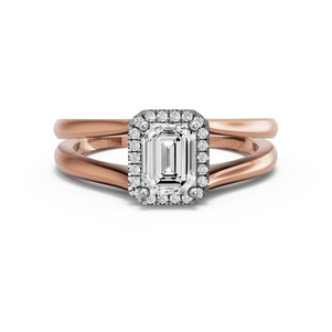 Image for Emerald Pave Halo Ring with Split Ring Solitaire band
