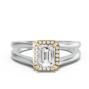 Image for Emerald Pave Halo Ring with Split Ring Solitaire band