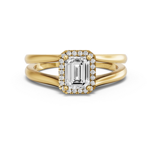 Image for Emerald Pave Halo Ring with Split Ring Solitaire band