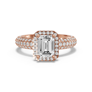 Image for Emerald Pave Halo Ring with Triple Row Pave band