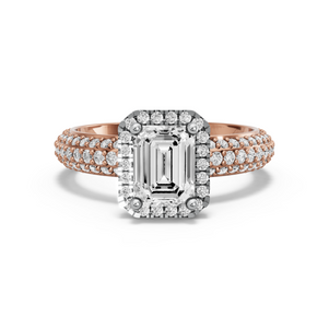 Image for Emerald Pave Halo Ring with Triple Row Pave band