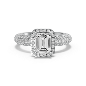Image for Emerald Pave Halo Ring with Triple Row Pave band