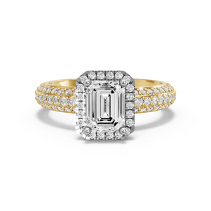 Image for Emerald Pave Halo Ring with Triple Row Pave band