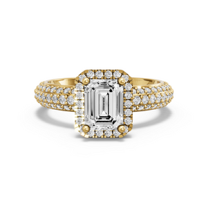 Image for Emerald Pave Halo Ring with Triple Row Pave band