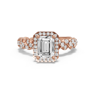 Image for Emerald Pave Halo Ring with Twist Pave band