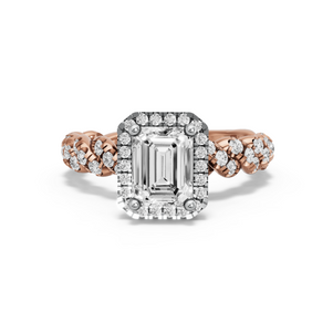 Image for Emerald Pave Halo Ring with Twist Pave band