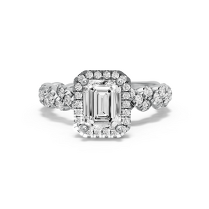 Image for Emerald Pave Halo Ring with Twist Pave band