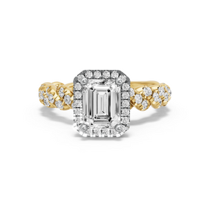 Image for Emerald Pave Halo Ring with Twist Pave band