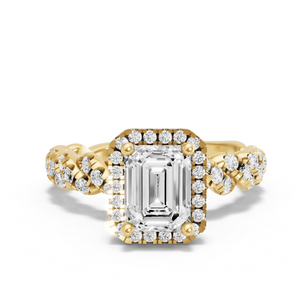 Image for Emerald Pave Halo Ring with Twist Pave band