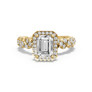Image for Emerald Pave Halo Ring with Twist Pave band