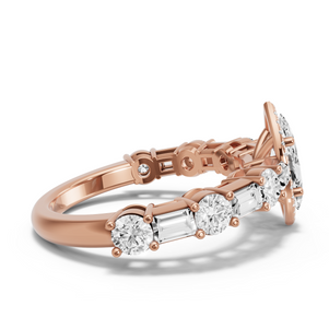 Image for Marquise Pave Halo Ring with Alternating Baguette band