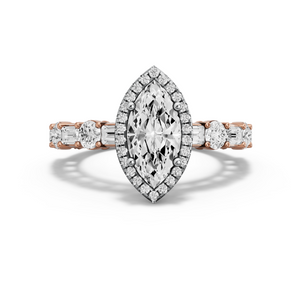 Image for Marquise Pave Halo Ring with Alternating Baguette band