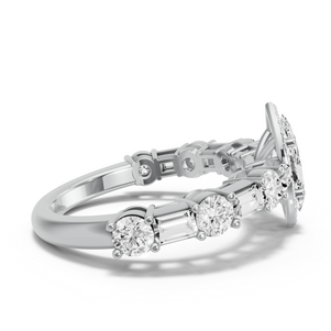 Image for Marquise Pave Halo Ring with Alternating Baguette band