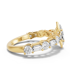 Image for Marquise Pave Halo Ring with Alternating Baguette band