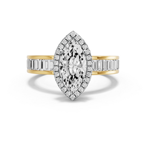 Image for Marquise Pave Halo Ring with Baguette Channel band
